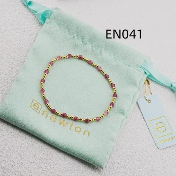 Enewton Pink Natural Stone & Gold Bead Bracelet